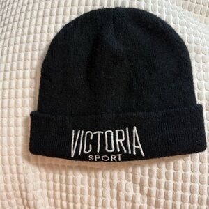 Victoria Sport Black Knit Beanie Hat One Size